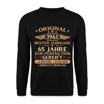 1961 Year of construction Living Legend - 65th birthday - Unisex Sweatshirt - black - Front - Alina (178cm) & Michal (187cm)