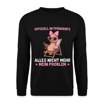 Retraite anticipée canard dans une chaise longue - retraite partielle - Sweat-shirt Unisexe - noir - Devant - Alina (178cm) & Michal (187cm)