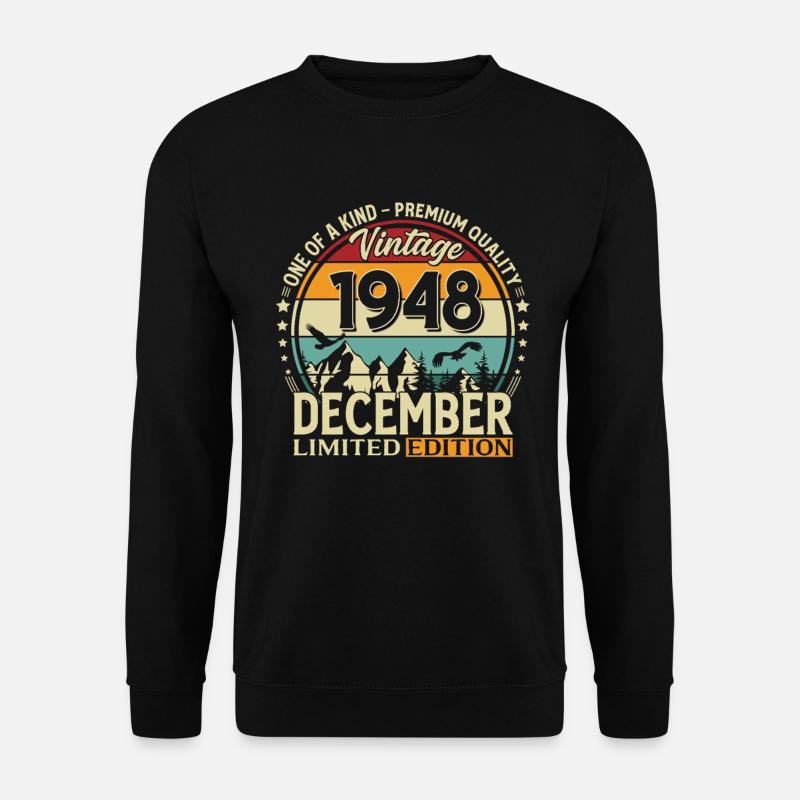 77e anniversaire Millésime décembre 1948 - Sweat-shirt Unisexe - noir
