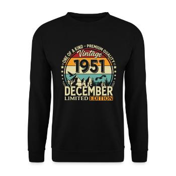 Cadeau d’anniversaire 74 Voiture vintage décembre 1951 - Sweat-shirt Unisexe - noir - Devant - Alina (178cm) & Michal (187cm)
