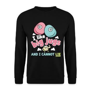 Ich mag Big Jugs, Klettern, Fels, Spaß, Humor - Unisex Pullover - Schwarz - Vorne - Alina (178cm) & Michal (187cm)