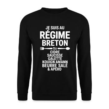 Régime Breton Humour Cidre Saucisse Galette Beurre - Sweat-shirt Unisexe - noir - Devant - Alina (178cm) & Michal (187cm)