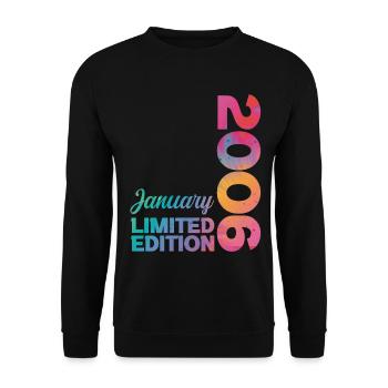 Anniversaire Janvier 2006 Né en Janvier Cadeau - Sweat-shirt Unisexe - noir - Devant - Alina (178cm) & Michal (187cm)
