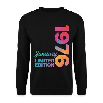 Anniversaire Janvier 1976 Né en Janvier Cadeau - Sweat-shirt Unisexe - noir - Devant - Alina (178cm) & Michal (187cm)