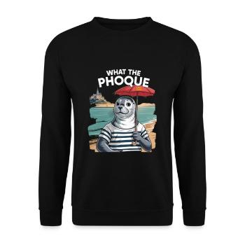 Was der Phoque Normandy Regional Humor Pride - Unisex Pullover - Schwarz - Vorne - Alina (178cm) & Michal (187cm)