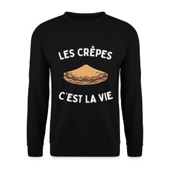 Les crêpes c'est la vie French gourmet humor - Unisex Sweatshirt - black - Front - Alina (178cm) & Michal (187cm)