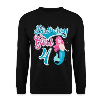4th Birthday Mermaid - Unisex Sweatshirt - black - Front - Alina (178cm) & Michal (187cm)