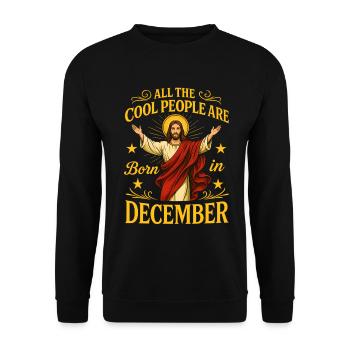Born in December – Festive motif - Unisex Sweatshirt - black - Front - Alina (178cm) & Michal (187cm)