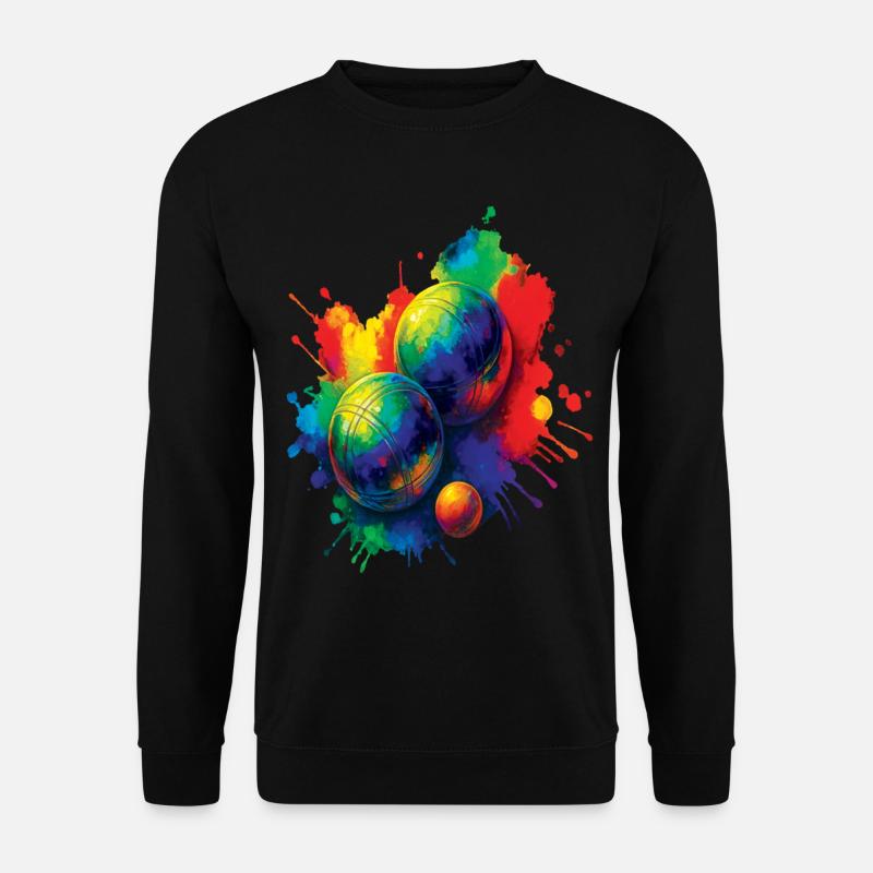 Pétanque Splash Art – Buntes Ballspiel - Unisex Pullover - Schwarz