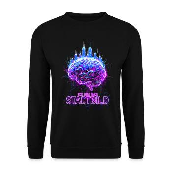 Je suis le paysage urbain - Cerveau néon - Sweat-shirt Unisexe - noir - Devant - Alina (178cm) & Michal (187cm)