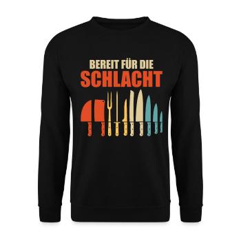 CHEF READY FOR BATTLE Funny - Unisex Sweatshirt - black - Front - Alina (178cm) & Michal (187cm)