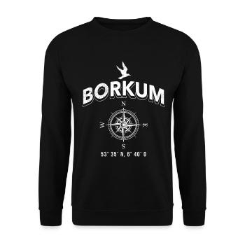 Borkumer Insel Nordsee Urlaub BORKUM Lustig - Unisex Pullover - Schwarz - Vorne - Alina (178cm) & Michal (187cm)