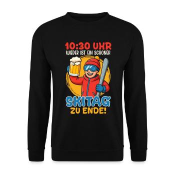 Après-ski 10.30 A.M. SKI DAY ENDS Fun - Unisex Sweatshirt - black - Front - Alina (178cm) & Michal (187cm)