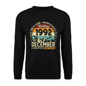 33e anniversaire Millésime décembre Millésime 1992 - Sweat-shirt Unisexe - noir - Devant - Alina (178cm) & Michal (187cm)