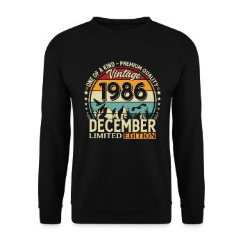 39e anniversaire Millésime décembre 1986 - Sweat-shirt Unisexe - noir - Devant - Alina (178cm) & Michal (187cm)