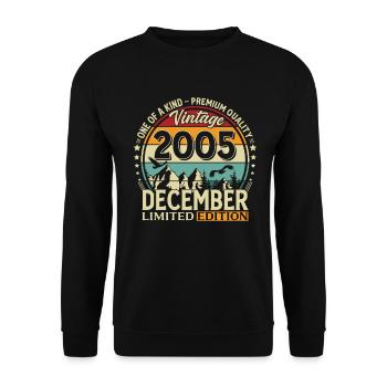 20th Birthday Vintage December Vintage 2005 - Unisex Sweatshirt - black - Front - Alina (178cm) & Michal (187cm)