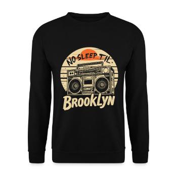 No Sleep Til Brooklyn Retro Boombox Vintage Music - Unisex Sweatshirt - black - Front - Alina (178cm) & Michal (187cm)