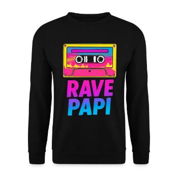 Rave Papi-EDM Festival Raver Daddy Fathers Groovy  - Unisex Sweatshirt - black - Front - Alina (178cm) & Michal (187cm)