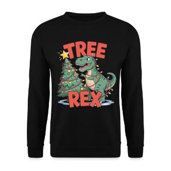 Tree-Rex Motiv für Kinder & Erwachsene - Unisex Pullover - Schwarz - Vorne - Alina (178cm) & Michal (187cm)