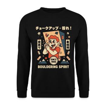 Bouldering Spirit Climbing Adventure - Unisex Sweatshirt - black - Front - Alina (178cm) & Michal (187cm)