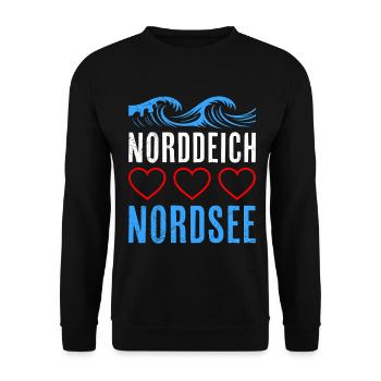 Wadden Sea NORTH DIKE NORTH SEA Holiday Funny - Unisex Sweatshirt - black - Front - Alina (178cm) & Michal (187cm)