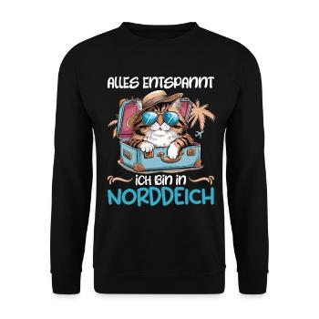 North Sea holiday EVERYTHING RELAXED AM IN NORDDEICH - Unisex Sweatshirt - black - Front - Alina (178cm) & Michal (187cm)