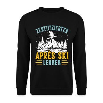 Skiing CERTIFIED APRÈS-SKI INSTRUCTOR Lustig - Unisex Sweatshirt - black - Front - Alina (178cm) & Michal (187cm)