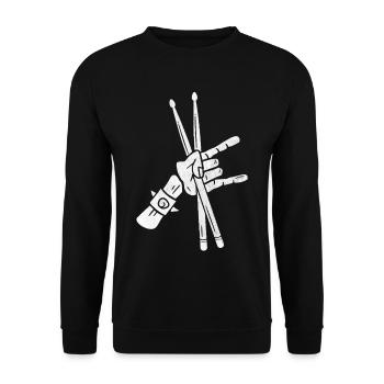 Schlagzeug Drummer Herren Jungen Schlagzeuger - Unisex Pullover - Schwarz - Vorne - Alina (178cm) & Michal (187cm)