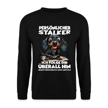 Kurzhaardackel Gassi T Hundeliebhaber Dackel Hunde - Unisex Pullover - Schwarz - Vorne - Alina (178cm) & Michal (187cm)