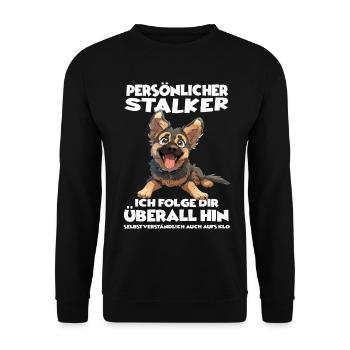Deutscher Schäferhund Gassi T Hundeliebhaber  - Unisex Pullover - Schwarz - Vorne - Alina (178cm) & Michal (187cm)