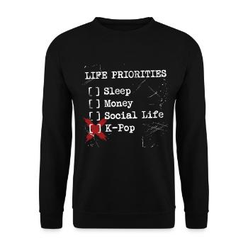La K-pop est ma seule priorité - Sweat-shirt Unisexe - noir - Devant - Alina (178cm) & Michal (187cm)