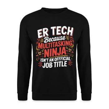 Tech Ninja: Multitasking Humor - Unisex Pullover - Schwarz - Vorne - Alina (178cm) & Michal (187cm)