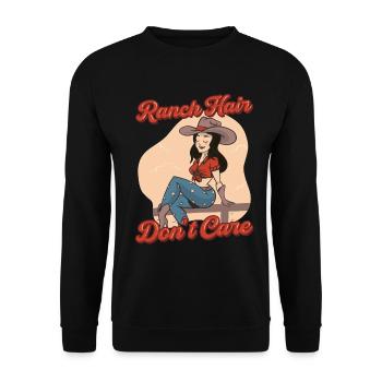 La femme du fermier, la mère des cheveux de ranch s’en moque. - Sweat-shirt Unisexe - noir - Devant - Alina (178cm) & Michal (187cm)
