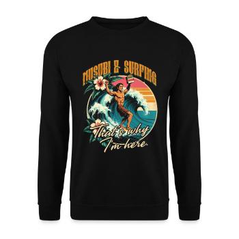Musubi & Surfing Thats Why I'm Here - Unisex Pullover - Schwarz - Vorne - Alina (178cm) & Michal (187cm)