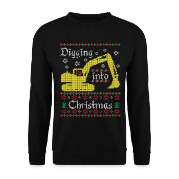 Creuser dans l’ouvrier du bâtiment excavateur de Noël laid - Sweat-shirt Unisexe - noir - Devant - Alina (178cm) & Michal (187cm)