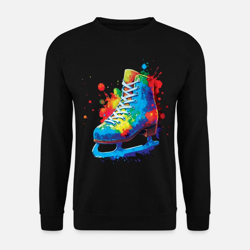 Patin à Glace Splash Art - Design Sports d’Hiver - Unisex Pullover - Schwarz