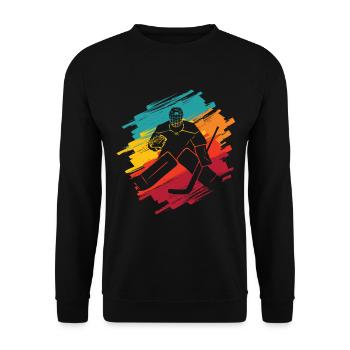 Eishockey Torwart Retro Eishockeyspieler - Unisex Sweatshirt - black - Front - Alina (178cm) & Michal (187cm)