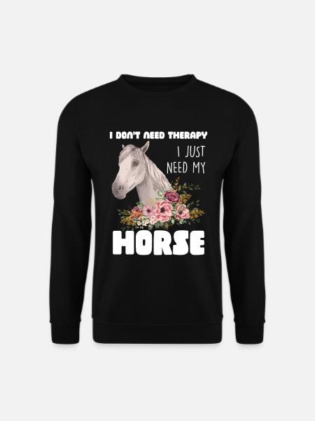 Pferd mit Blumenkranz - Unisex Pullover - Schwarz
