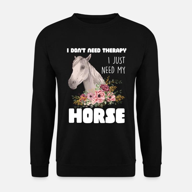 Pferd mit Blumenkranz - Unisex Pullover - Schwarz