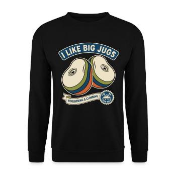Ich mag Big Jugs Kletter-Boulder-Design - Unisex Pullover - Schwarz - Vorne - Alina (178cm) & Michal (187cm)