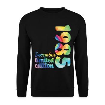 Anniversaire Décembre 1985 Cadeau Tie And Dye Tee - Sweat-shirt Unisexe - noir - Devant - Alina (178cm) & Michal (187cm)
