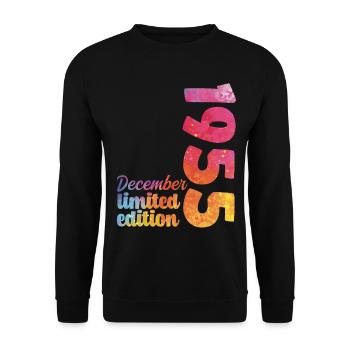 Geburtstagsgeschenk Dezember 1955 - Unisex Pullover - Schwarz - Vorne - Alina (178cm) & Michal (187cm)