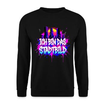 Synthwave Cityscape - I Am The Cityscape - Unisex Sweatshirt - black - Front - Alina (178cm) & Michal (187cm)