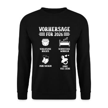 Pregnancy PREDICTION 2026 Funny - Unisex Sweatshirt - black - Front - Alina (178cm) & Michal (187cm)