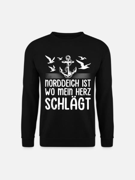 Nordsee NORDDEICH IST WO MEIN HERZ SCHLÄGT Lustig - Unisex Pullover - Schwarz