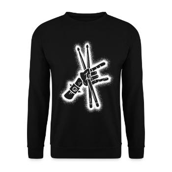 Schlagzeug Drummer Jungen Herren Schlagzeuger - Unisex Pullover - Schwarz - Vorne - Alina (178cm) & Michal (187cm)