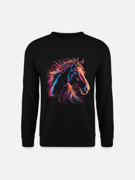 Buntes Pferdeporträt im künstlerischen Stil - Unisex Pullover - Schwarz