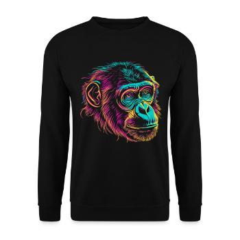 Tête de singe colorée dans un style pop art - Sweat-shirt Unisexe - noir - Devant - Alina (178cm) & Michal (187cm)