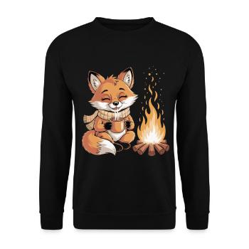 Cuddly fox at the campfire - Unisex Sweatshirt - black - Front - Alina (178cm) & Michal (187cm)