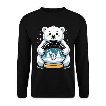 Polar Bear Snow Globe Impression - Unisex Sweatshirt - black - Front - Alina (178cm) & Michal (187cm)